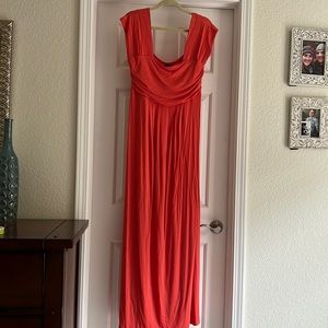 Maxi Coral Square Neck Dress